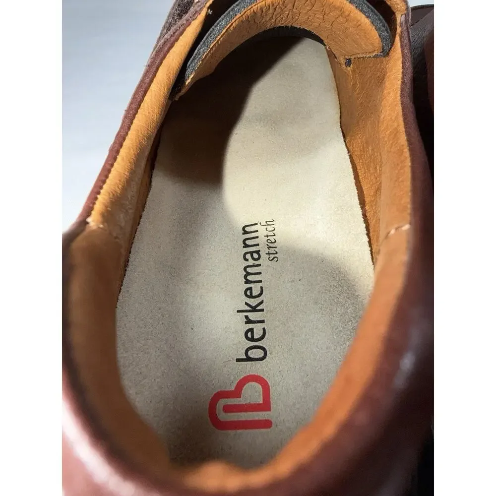 Berkemann Stretch Germany Markus Hook & Loop Brown Leather Men’s Shoes Sz UK 10
